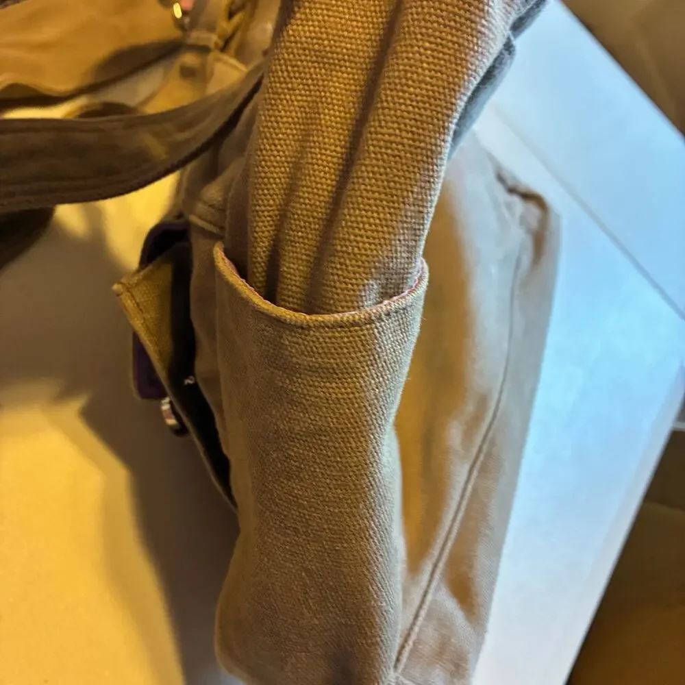 Rare ThinkGeek Handbag of Holding Canvas Messenger Laptop Tote Bag Brown Pink